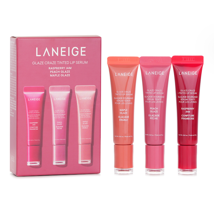 Glaze Craze Tinted Lip Serum Set # Peach Glaze & Maple Glaze & Raspberry Jam