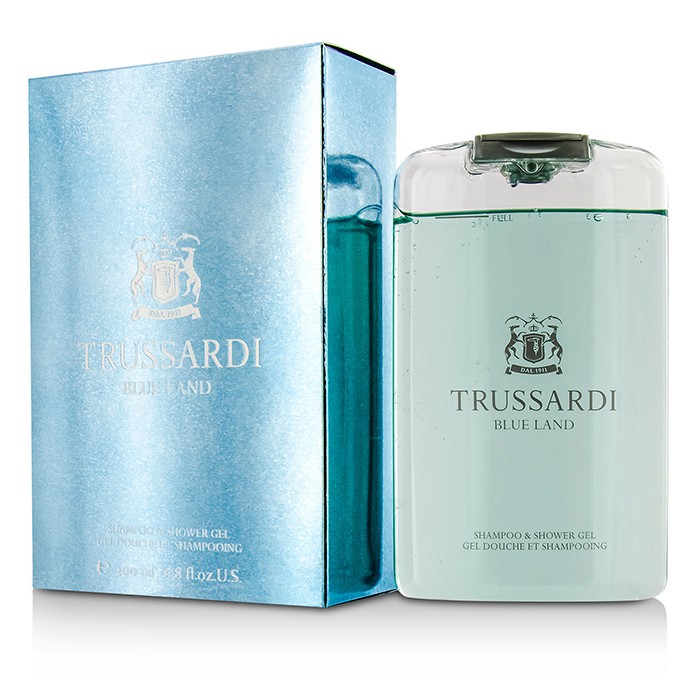 Шампунь и гель для душа Trussardi Blue Land 200 мл — очищающий универсальный гель для волос и тела с нежным ароматом.