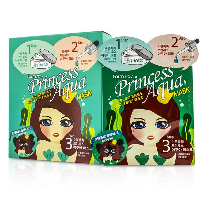 Трехступенчатая маска для лица Farm Stay Princess Aqua, 10 шт. — увлажнение, питание, сияние кожи