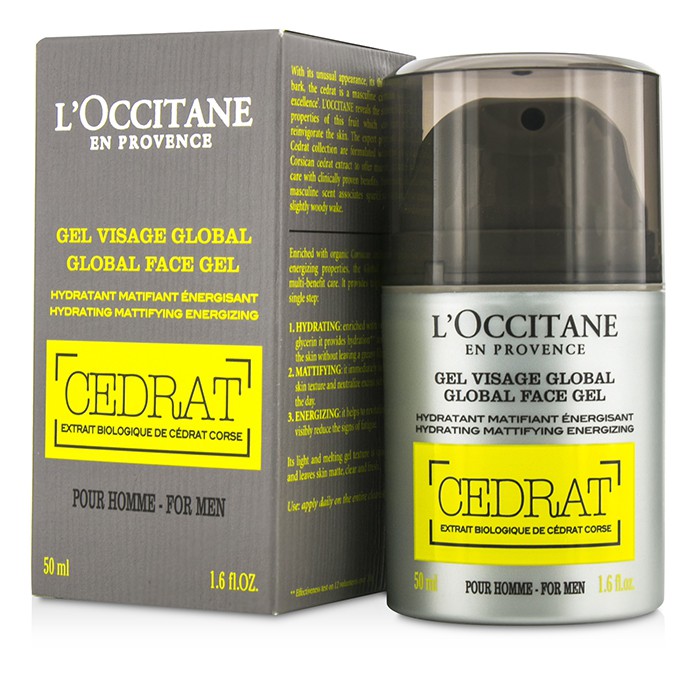 Гель для лица L'Occitane с экстрактом сидра 50 мл — увлажнение, энергетизация, матовость для мужчин