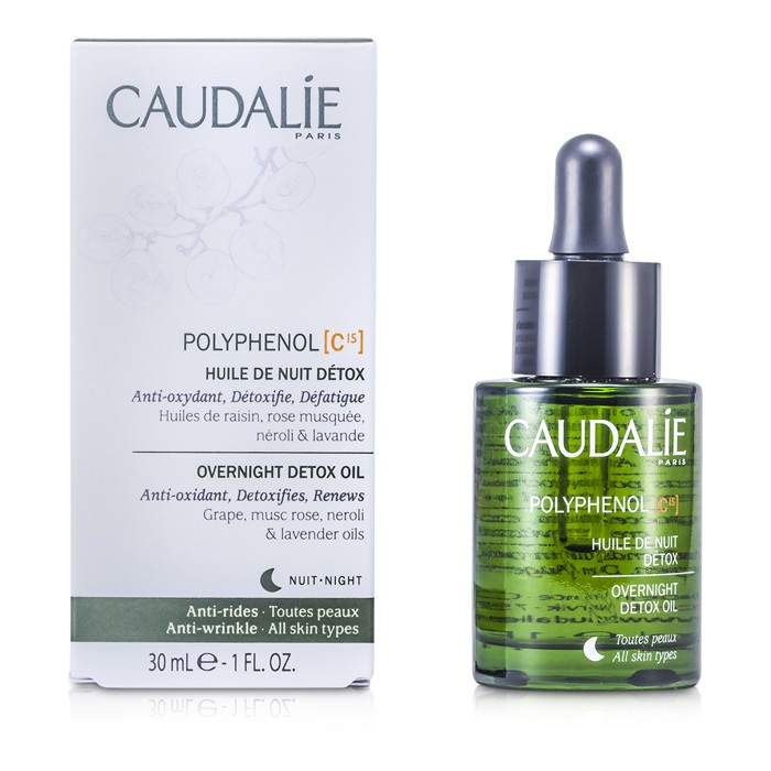 Ночное детокс-масло для лица Caudalie с полифенолами C15, 30 мл