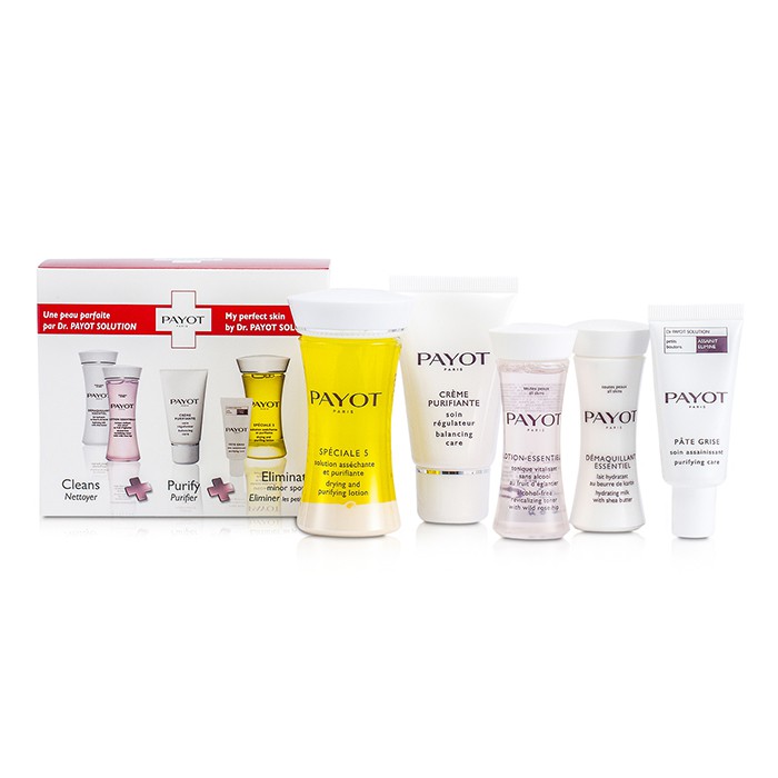 Набор средств ухода Payot Travel Set: лосьон Speciale 5, крем Purifiante, молочко для снятия макияжа, тоник, паста Grise (5 шт)