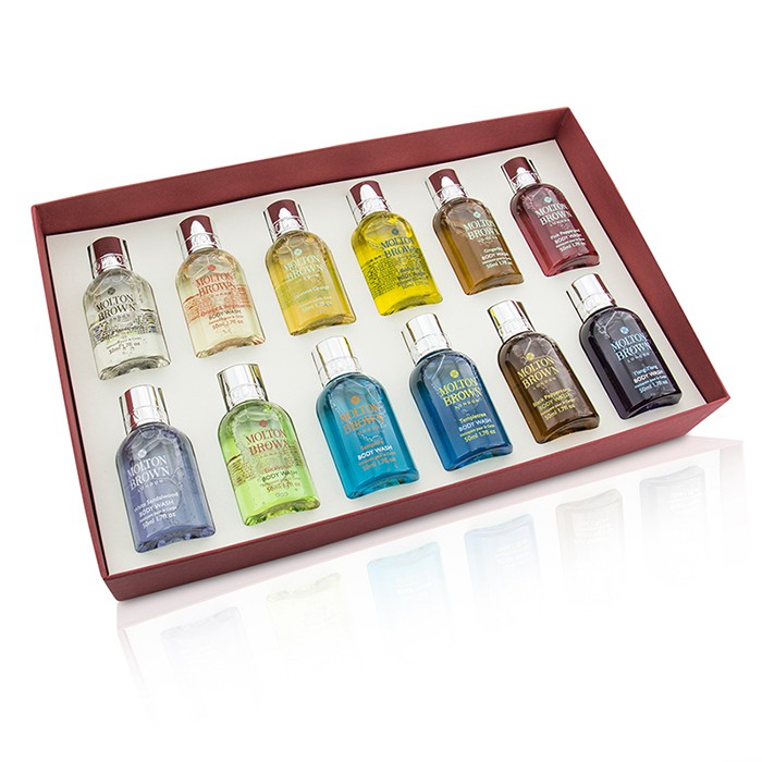 Мини-гели для душа Molton Brown, 12x50 мл, разнообразие ароматов и мягкое очищение