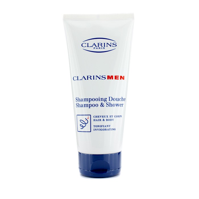 Шампунь для мужчин Clarins с экстрактами, 200 мл — универсальное очищающее средство для волос и тела.