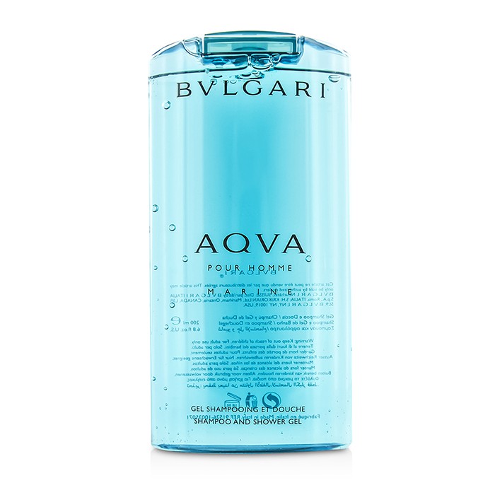Гель для душа и шампунь Bvlgari Aqva Pour Homme Marine, 200 мл, для мужчин, с морскими нотами