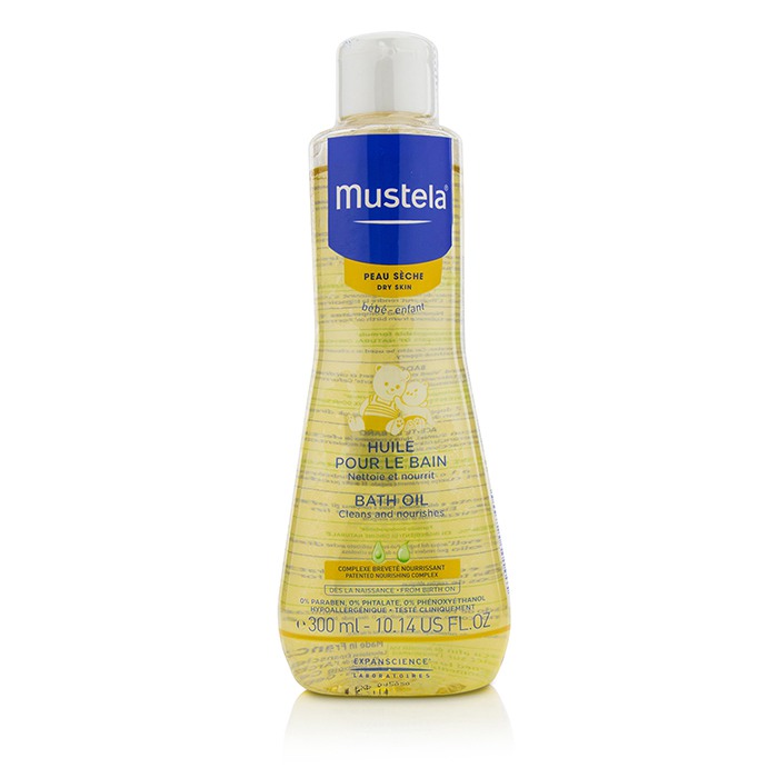 Масло для купания Mustela с натуральными ингредиентами для сухой кожи малыша, 300 мл
