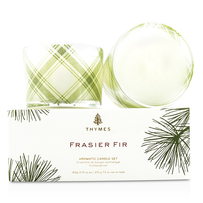 Набор ароматических свечей Thymes Frasier Fir, 2х105 г – хвойный аромат для уюта в доме