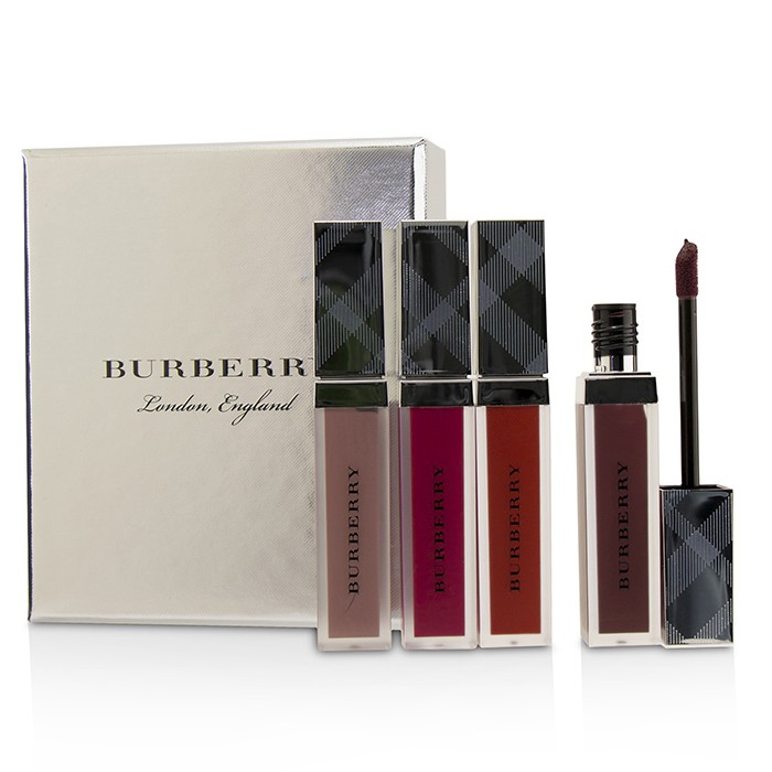 Мини-набор помад Burberry Liquid Lip Velvet 4х4 мл: Fawn Rose, Magenta, Regiment Red, Oxblood