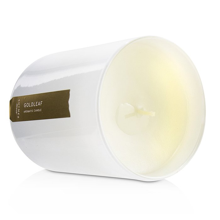 Ароматическая свеча Thymes Goldleaf, 255 г – роскошь и уют с ярким ароматом, чистое горение до 60 часов.