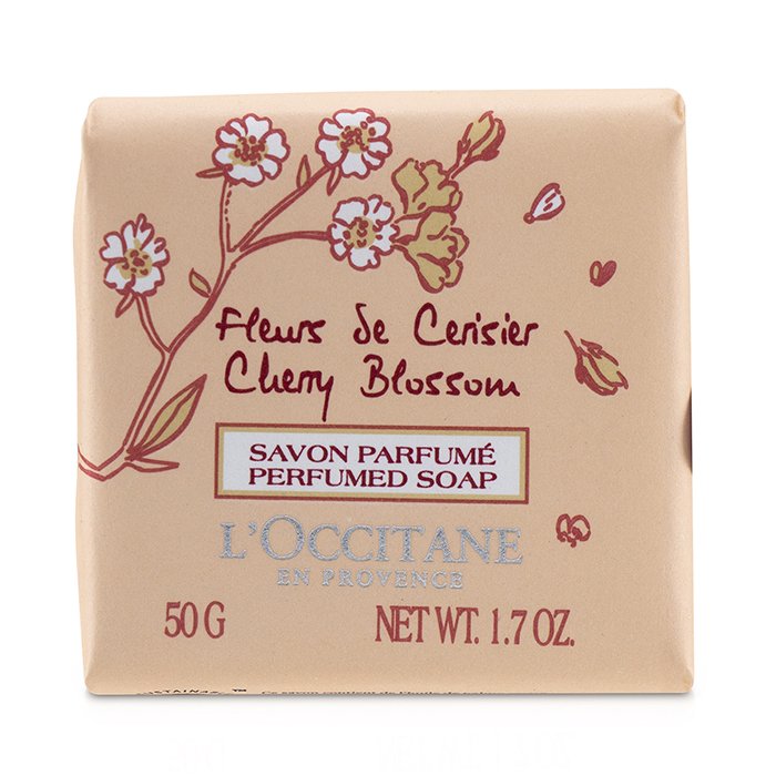 Мыло L'Occitane с экстрактом вишни, 50 г для рук и тела, цветочно-фруктовый аромат