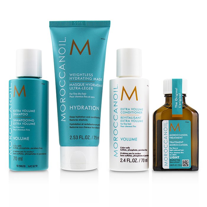 Набор для объема волос Moroccanoil (шампунь, кондиционер, маска, масло), 4 шт.