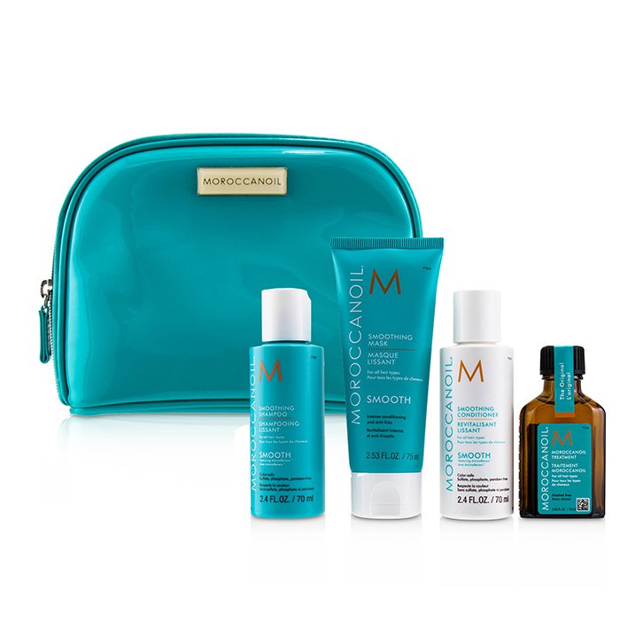 Набор для ухода за волосами Moroccanoil Destination Smooth 4шт: шампунь, кондиционер, маска, масло для гладкости и блеска
