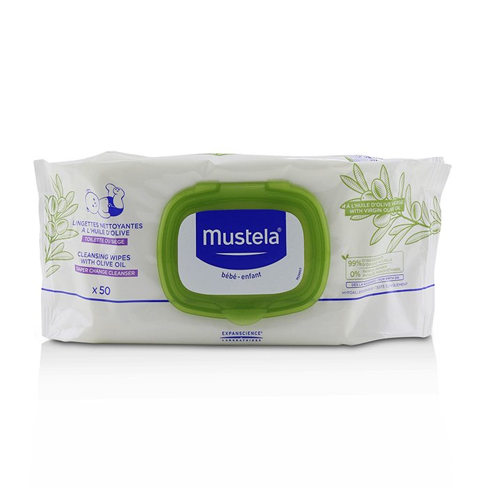 Очищающие салфетки Mustela с маслом оливок для всех типов кожи, 50 штук