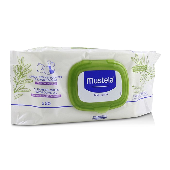 Очищающие салфетки Mustela с маслом оливок для всех типов кожи, 50 штук