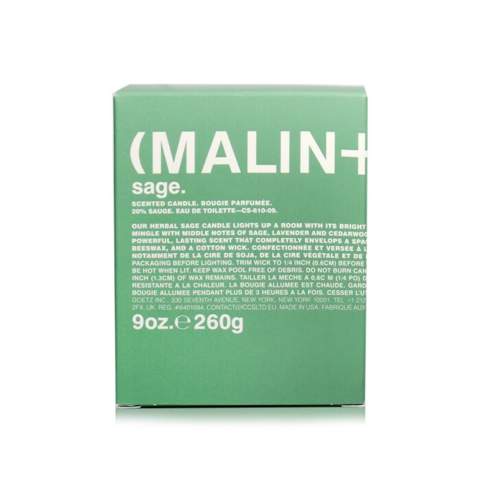 Ароматическая свеча MALIN+GOETZ с шалфеем 260 г для уютной атмосферы и расслабления
