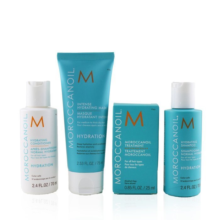 Набор для увлажнения волос Moroccanoil: шампунь, кондиционер, маска и масло, 4 предмета