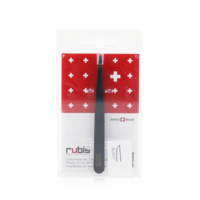 Пинцет Rubis с угловыми наконечниками для коррекции бровей и удаления волос, нержавеющая сталь, черный