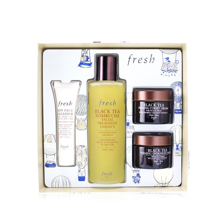 Набор для ухода за кожей с экстрактом черного чая Fresh, 4 шт.
