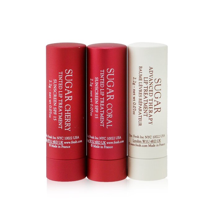 Набор бальзамов для губ Fresh Sugar Lip Treatment Trio 3x2.2 г — увлажнение, защита и натуральный блеск