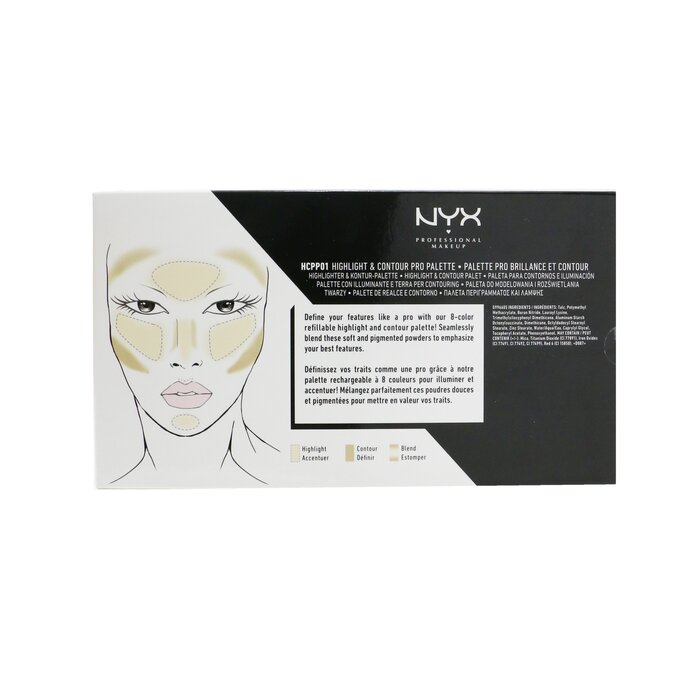 Палитра для контурирования и хайлайтинга NYX, 8 оттенков по 2.7 г