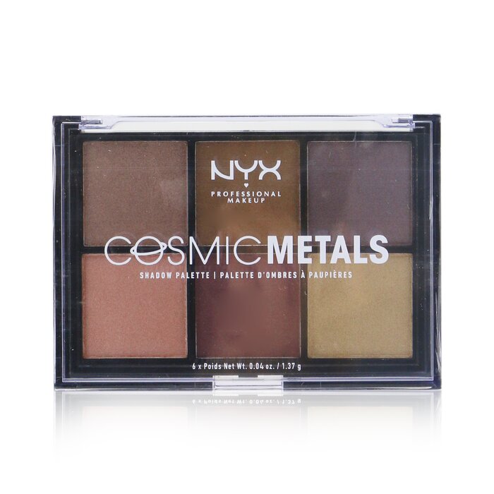 Палитра теней для век NYX Cosmic Metals, 6 оттенков по 1.37 г, золотые и сливовые тона, устойчивая формула
