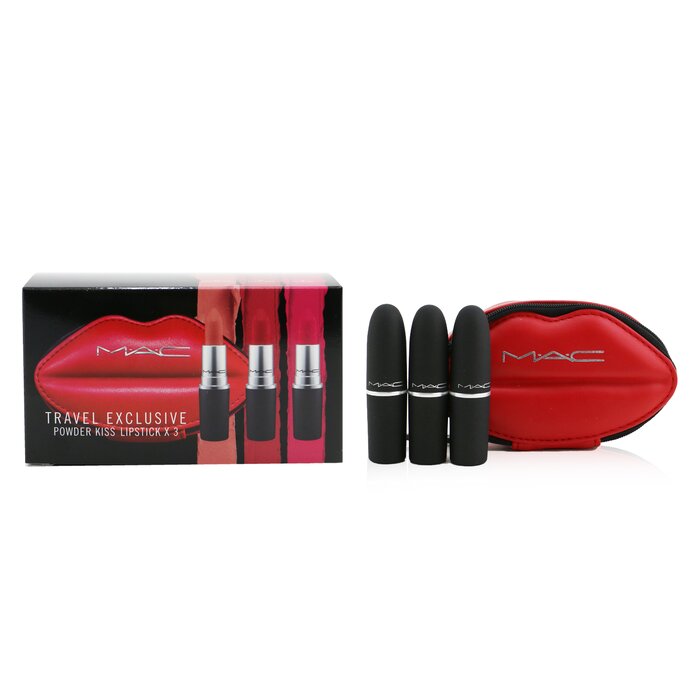 Набор помад для губ Powder Kiss от MAC, 3x3 г, матовый эффект с воздушными пигментами, забота и увлажнение