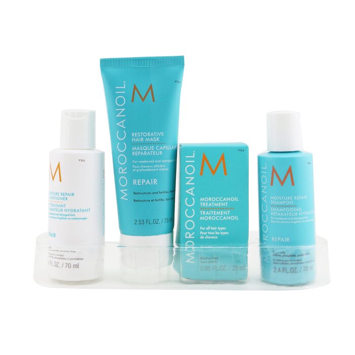 Набор для восстановления волос Moroccanoil: шампунь, кондиционер, маска и масло, 4 шт.