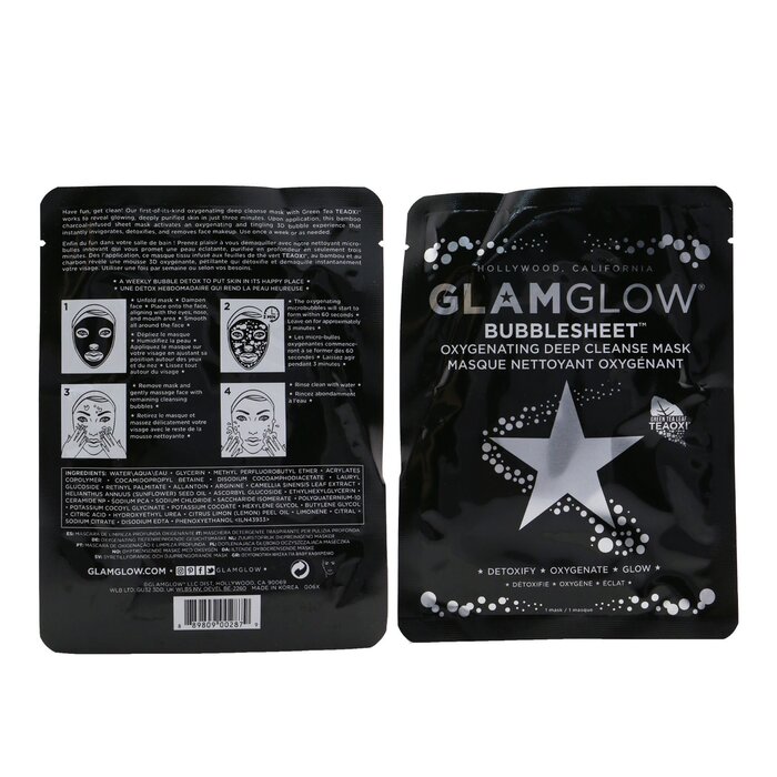 Glamglow кислородная очищающая маска для лица с активированным углем 1sheet
