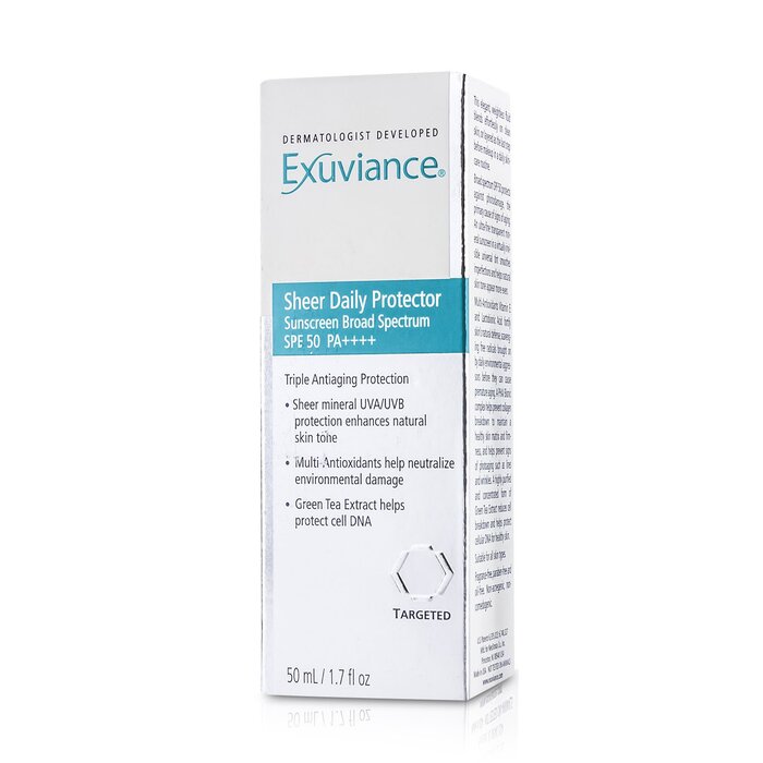 Сияющий защитный флюид Exuviance с SPF 50 для лица с экстрактом зеленого чая, 50 мл