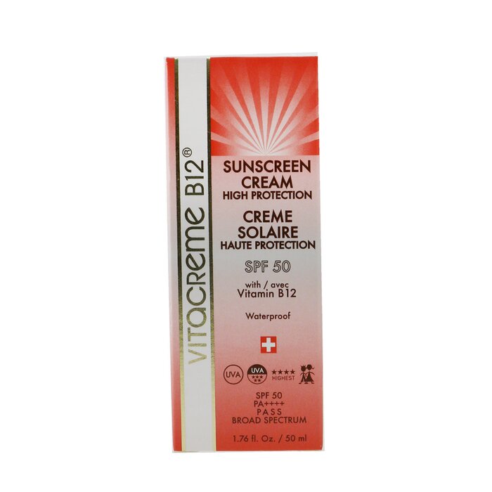 Солнцезащитный крем Vitacreme B12 SPF 50 для лица и шеи, водостойкий, 50 мл