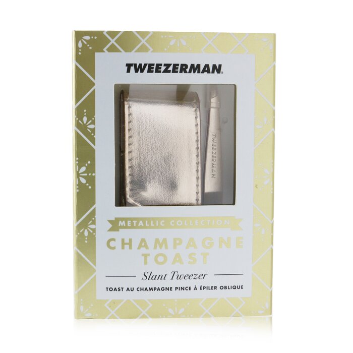 Скошенный пинцет Tweezerman с чехлом Champagne Toast для идеальной эпиляции