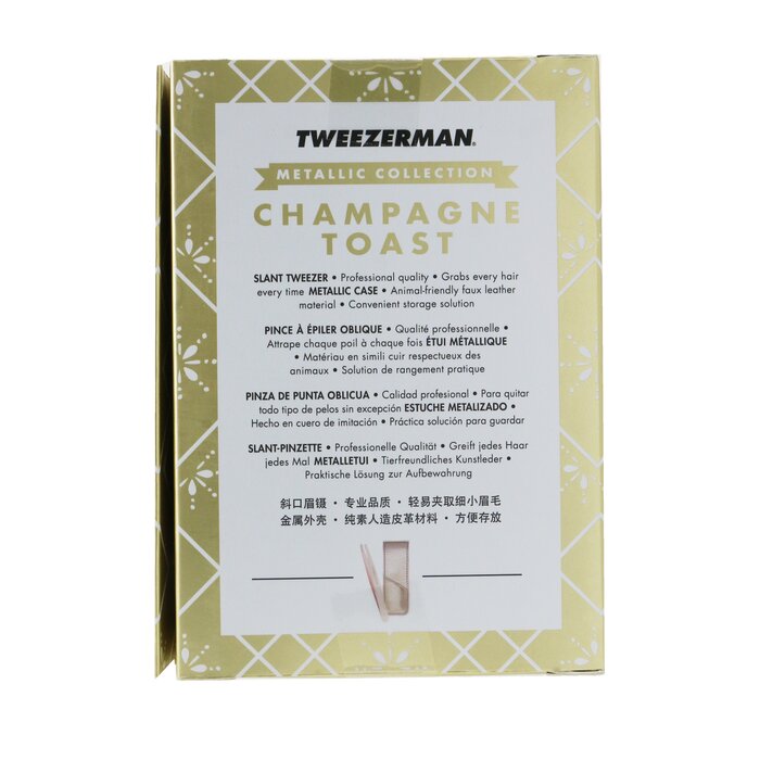Скошенный пинцет Tweezerman с чехлом Champagne Toast для идеальной эпиляции