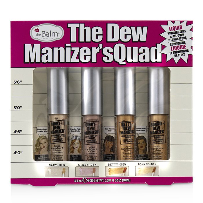 Палитра жидких хайлайтеров TheBalm The Dew Manizer's Quad, 4×2,1 мл для создания сияющего образа