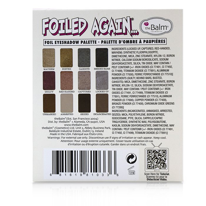 Палитра теней для век TheBalm Foiled Again, 12 оттенков, 9.6 г