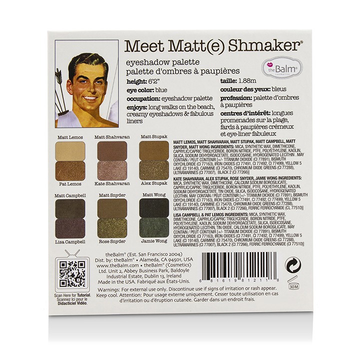 Палитра матовых теней для век TheBalm Meet Matt(e) Shmaker, 9,6 г