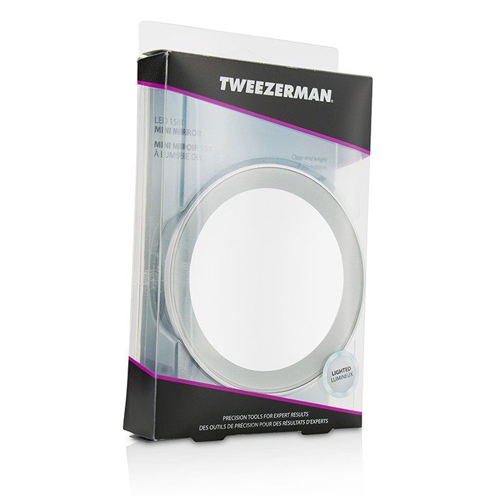 Мини-увеличительное зеркало с LED подсветкой 15x Tweezerman для ухода за собой