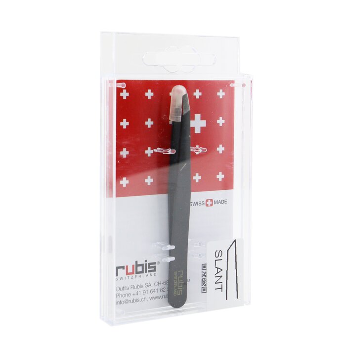 Пинцеты Rubis скошенные для бровей, нержавеющая сталь, цветная отделка, высокоточные инструменты