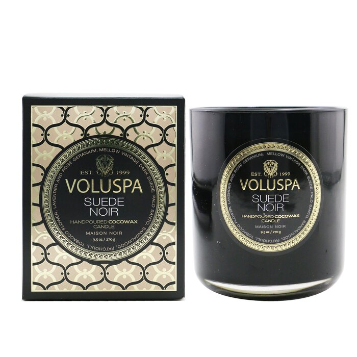 Ароматическая свеча Voluspa Suede Noir 270 г с натуральными фитилями для уютной атмосферы и стиля интерьера