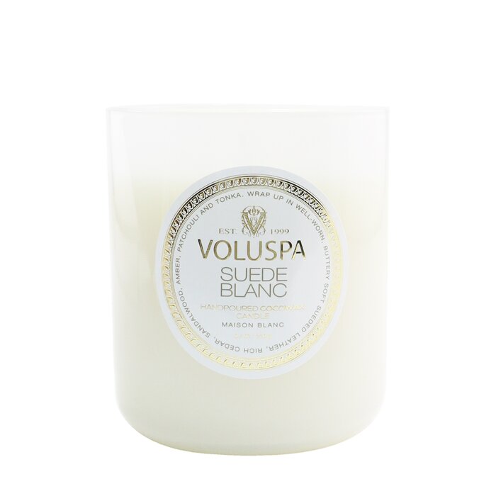Классическая свеча Voluspa Suede Blanc 270 г — уютный аромат для дома из кокосового воска