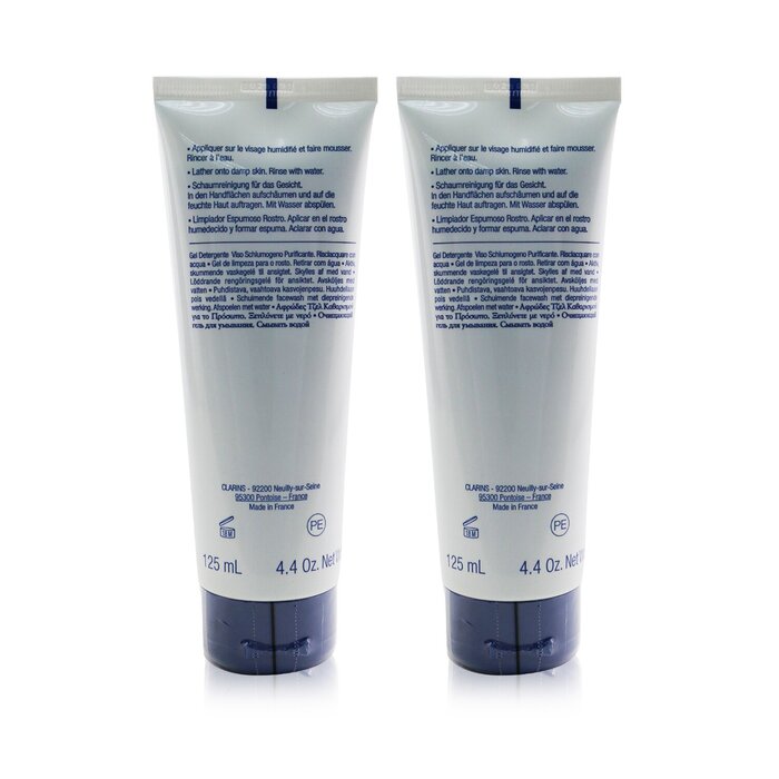 Очищающий гель для лица Clarins с отшелушивающим эффектом, 2x125 мл