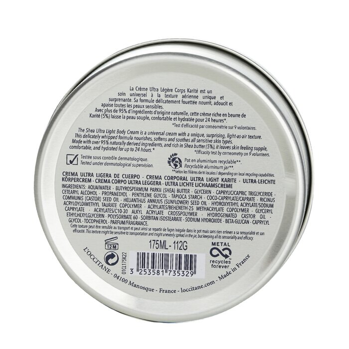 Shea Butter Ultra Light Body Cream 175ml/3.9oz