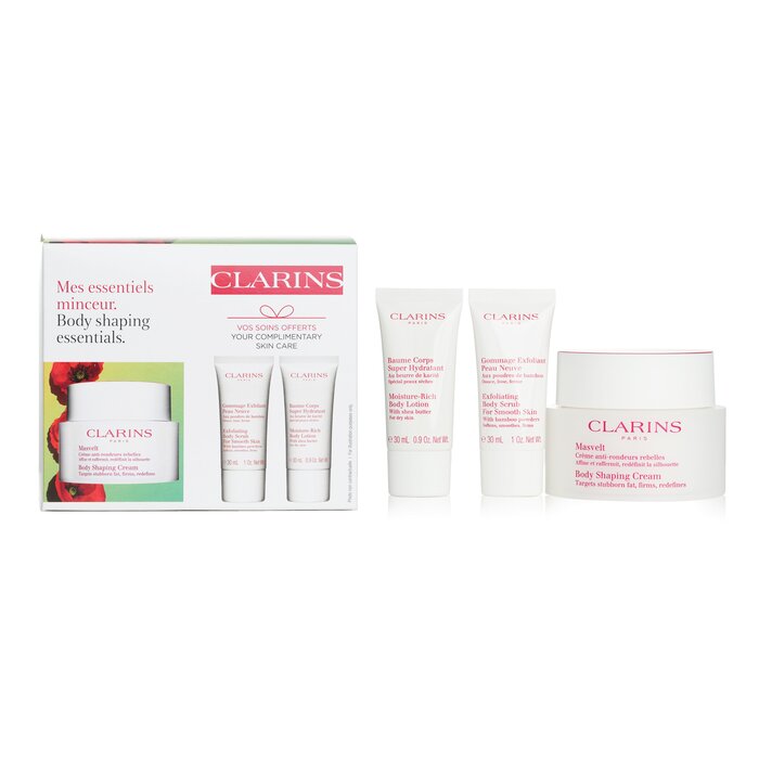 Набор для формирования силуэта Clarins: моделирующий крем, скраб и увлажняющий лосьон, 3 шт.