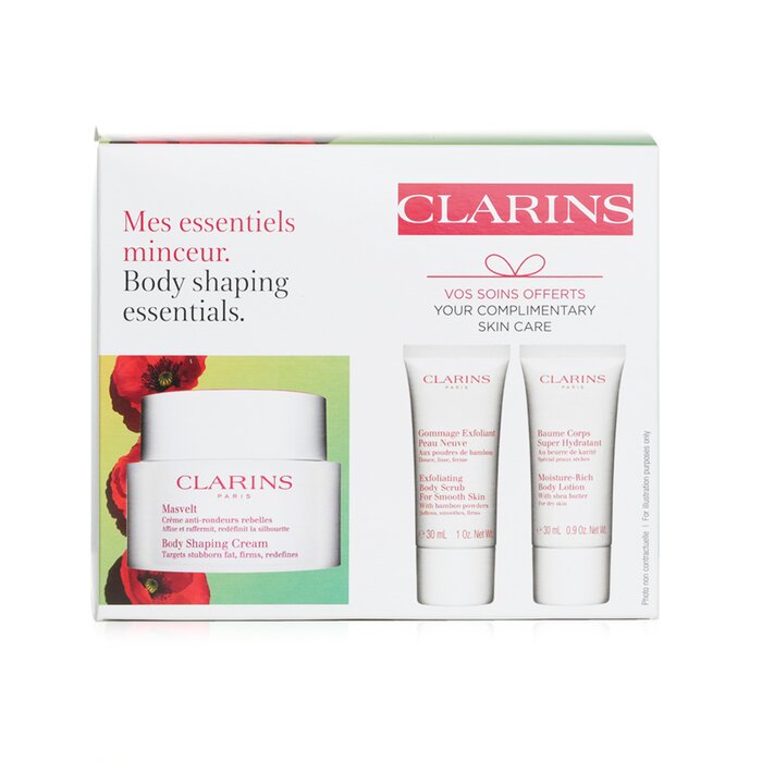 Набор для формирования силуэта Clarins: моделирующий крем, скраб и увлажняющий лосьон, 3 шт.