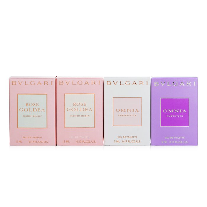 Набор миниатюр парфюмов для женщин Bvlgari, 4x5 мл: Rose Goldea, Omnia Crystalline, Omnia Amethyste