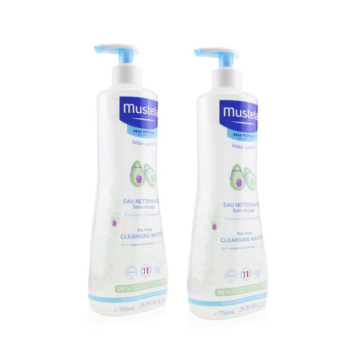 Очищающее средство без смывания Mustela с авокадо для лица и тела 2x750 мл