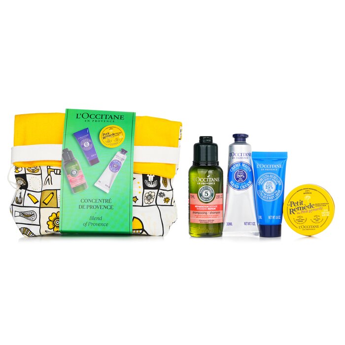 Набор для ухода за телом L'Occitane "Концентрат Прованса": крем, шампунь, крем для рук, бальзам, 4 шт.