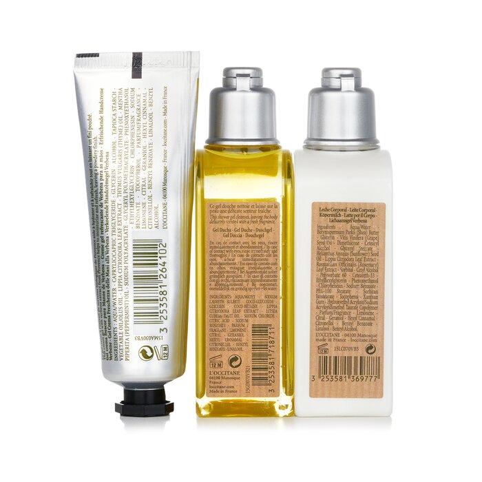 Набор для ухода с вербеной L'Occitane: гель для душа, лосьон для тела и гель для рук, 3 шт.