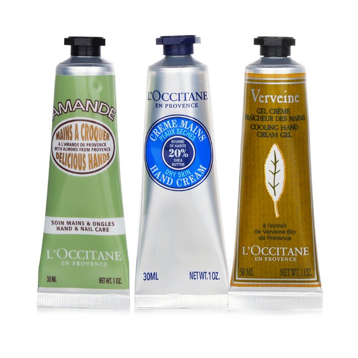 Набор кремов для рук L'Occitane с маслом ши, миндалем и вербеной, 3х30 мл