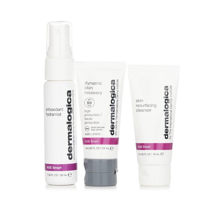 Набор для ухода за кожей Dermalogica "Динамическое восстановление и защита": очищающее средство, тоник и крем SPF50 (3 шт.)