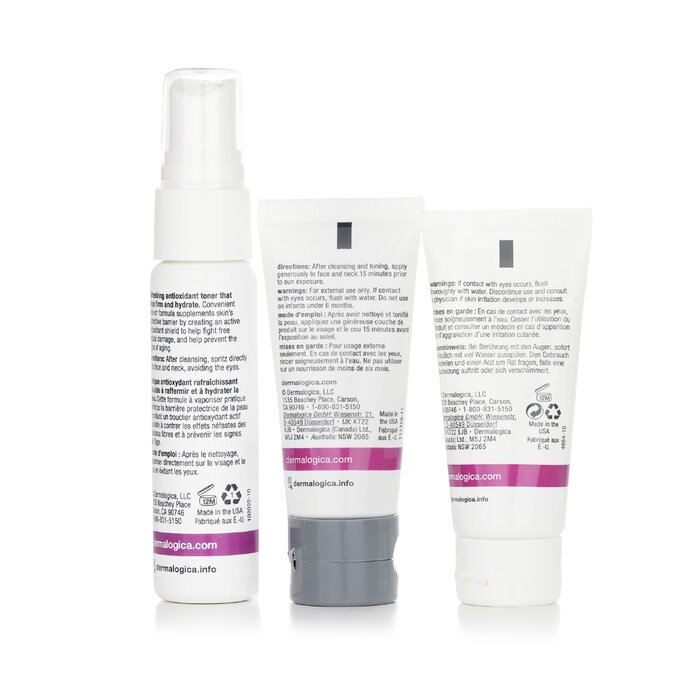 Набор для ухода за кожей Dermalogica "Динамическое восстановление и защита": очищающее средство, тоник и крем SPF50 (3 шт.)